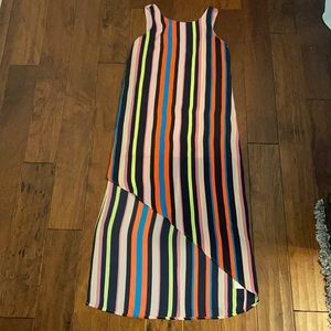 Stripped asymmetric maxi dress sz small